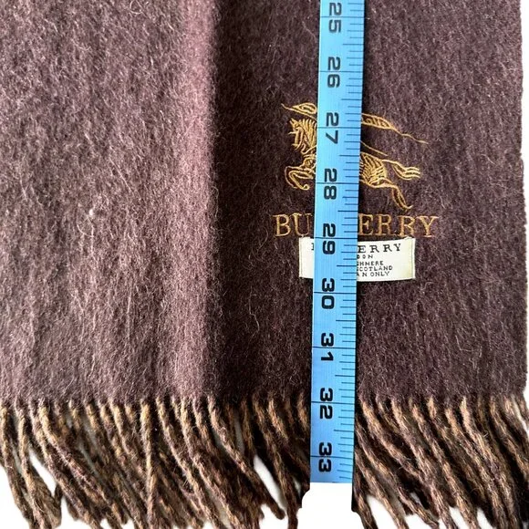Burberry Vintage Scarf Brown 100% Cashmere Unisex Scarf Made In England - Picture 5 of 6
